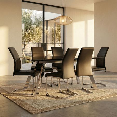 Juego de Comedor 6 Sillas Extensible Santiago Negro