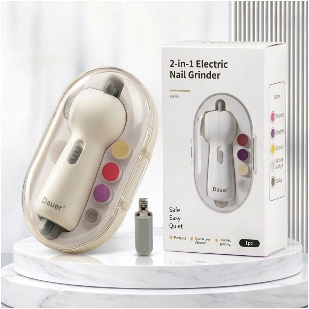 Kit 2 en 1 Pulidor Electrico Bebé Recargable y Cortauñas Con Estuche Premium