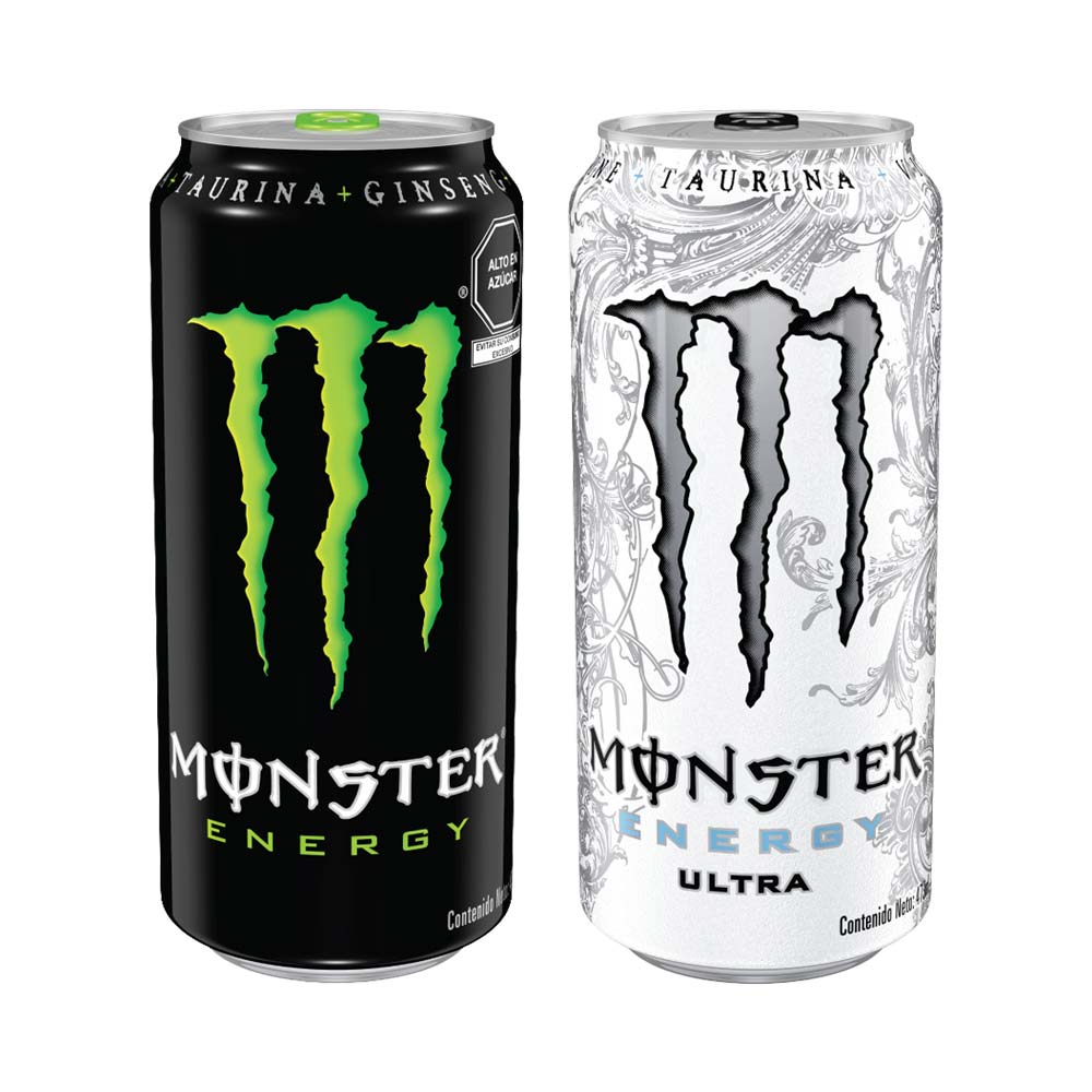 Pack Bebida Energizante MONSTER Ultra Lata 473ml + Bebida Energizante MONSTER Energy Lata 473ml