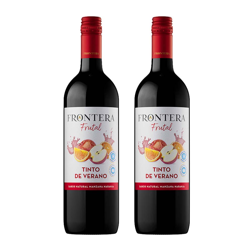 Pack Vino Tinto FRONTERA Saborizado Frutal Tinto de Verano Botella 750ml x 2un