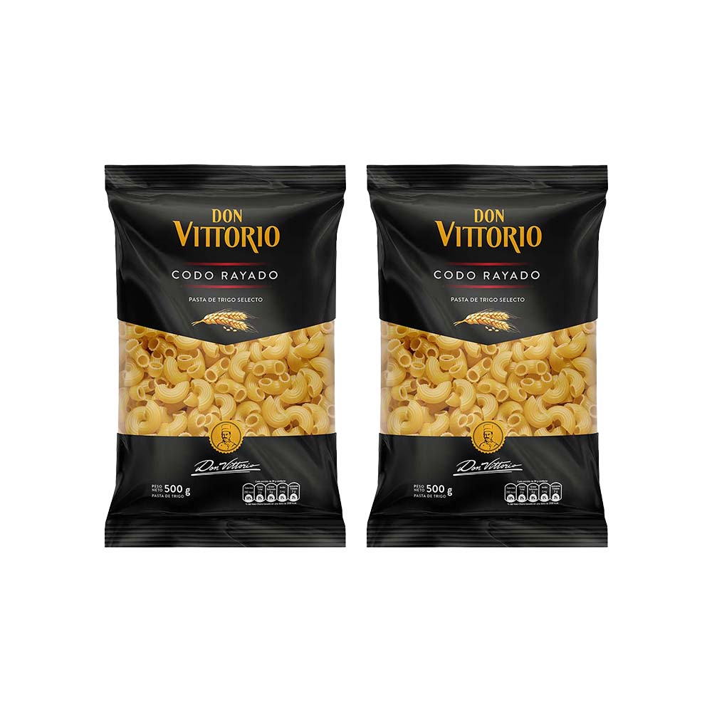 Pack Fideos DON VITTORIO Codo Rayado Bolsa 500g x 2un