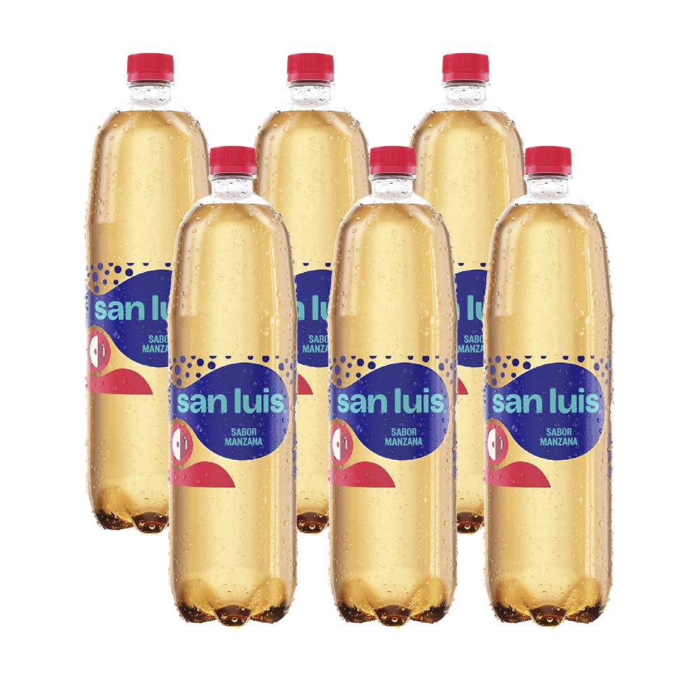 Agua con Gas SAN LUIS Sabor a Manzana Paquete 6 Botellas 1.5L c/u