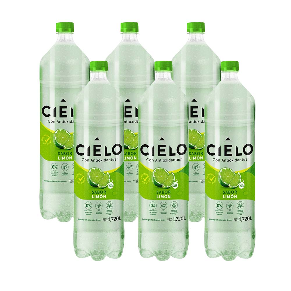 Agua con Gas CIELO Sabor a a Limón Paquete 6 Botellas 1.72L c/u