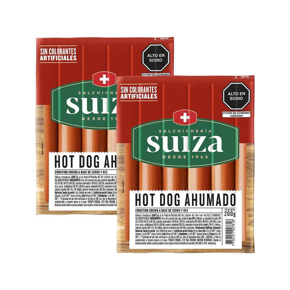 Pack Hot Dog SALCHICHERÍA SUIZA Paquete 200g x 2un