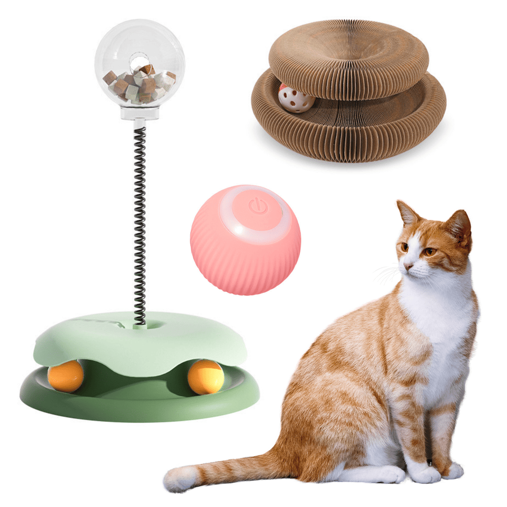 KIT JUEGOS GATO INTERACTIVO 3 EN 1 DISPENSADOR