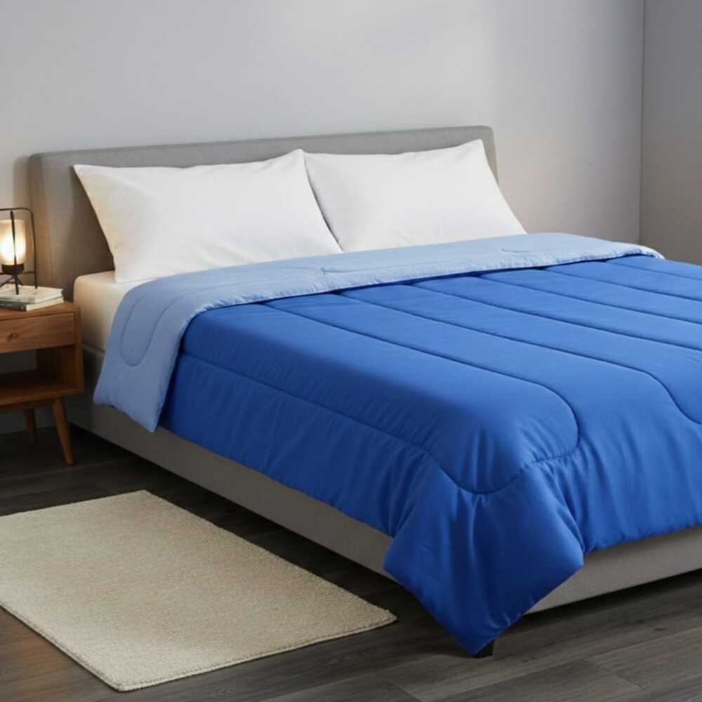 EDREDON BICOLOR AZUL ACERO 1.5 PLAZAS