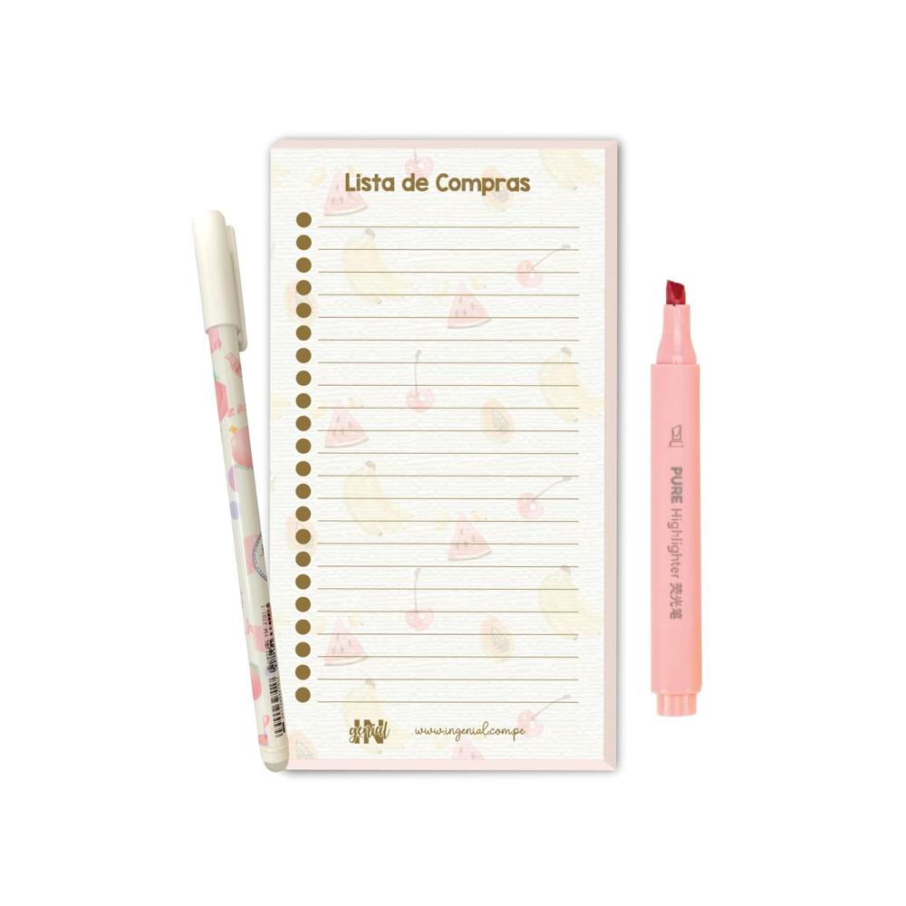 Set Ingenial Cherry notas magnéticas resaltador y lapicero