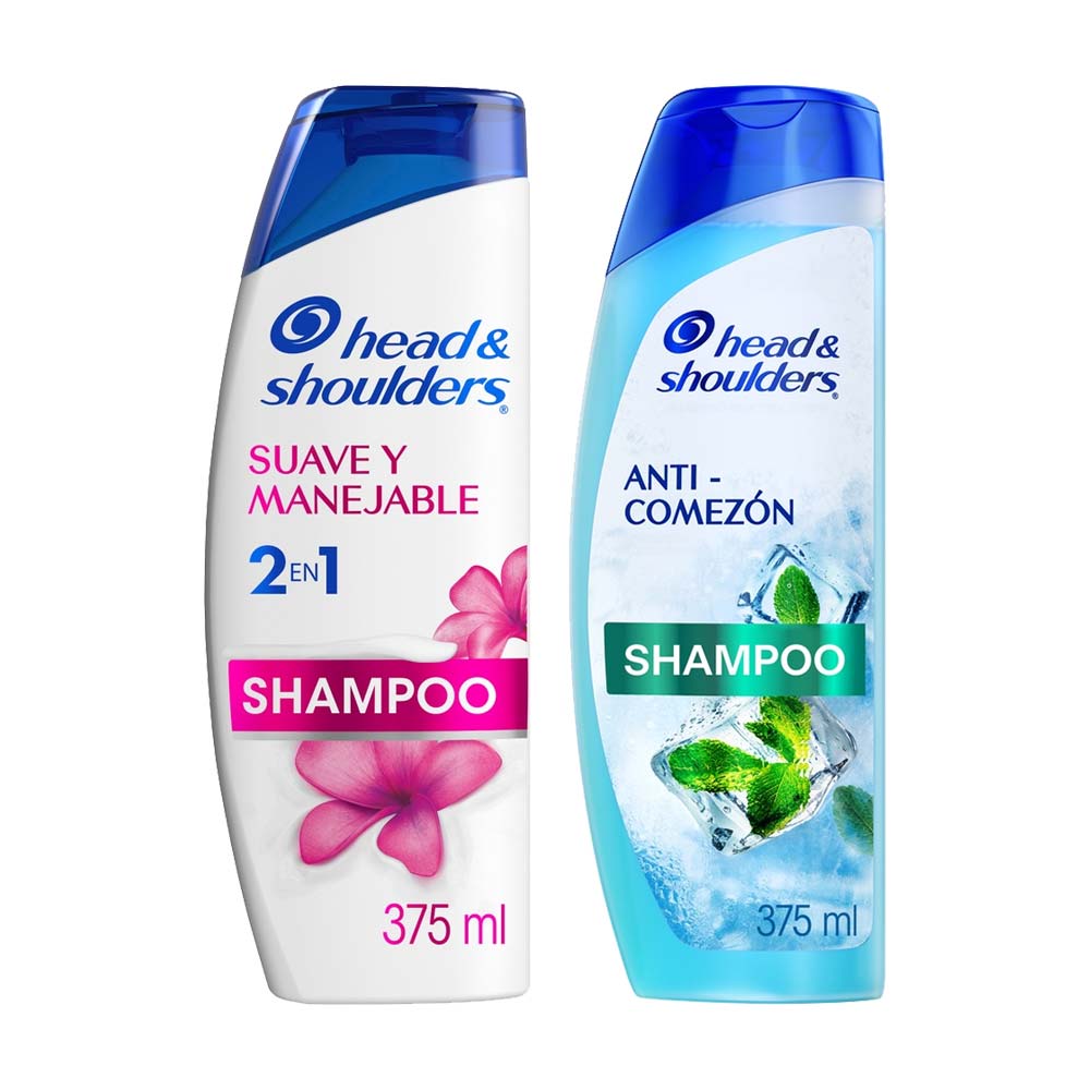 Pack HEAD&SHOULDERS: Shampoo Suave y Manejable 2en1 Frasco 375ml + Shampoo Anti-Comezón Frasco 375ml