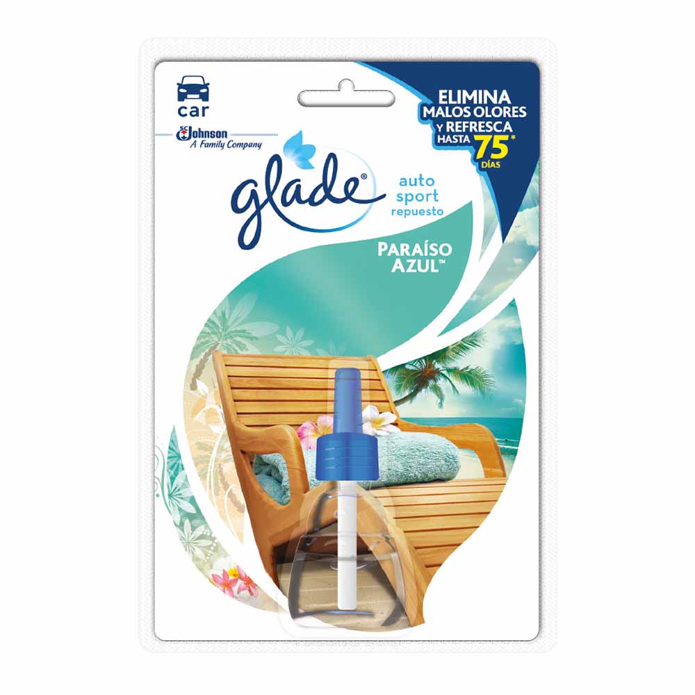 Repuesto Ambientador GLADE Auto Sport Paraíso Azul 7ml