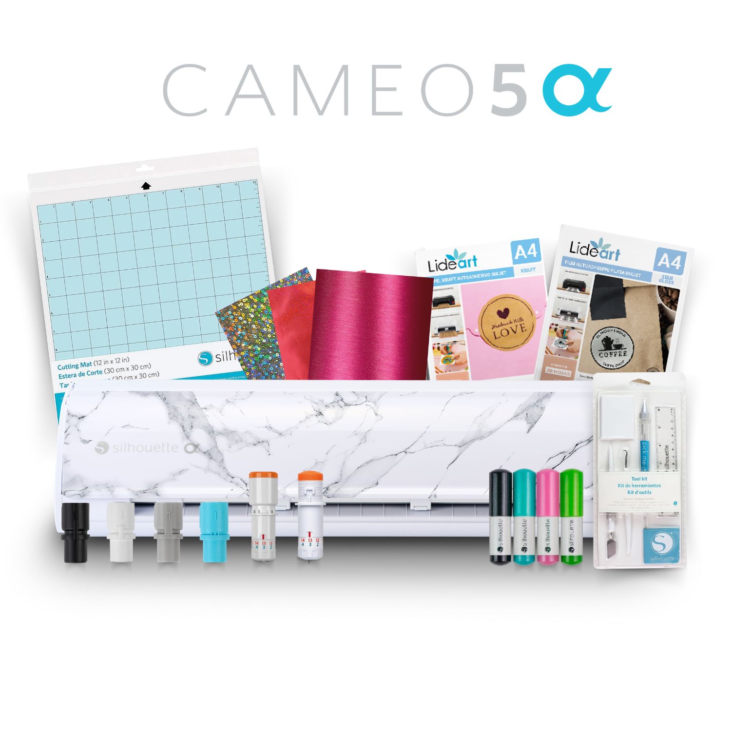 Combo Full Silhouette Cameo 5 Alpha Mármol y Cuchillas