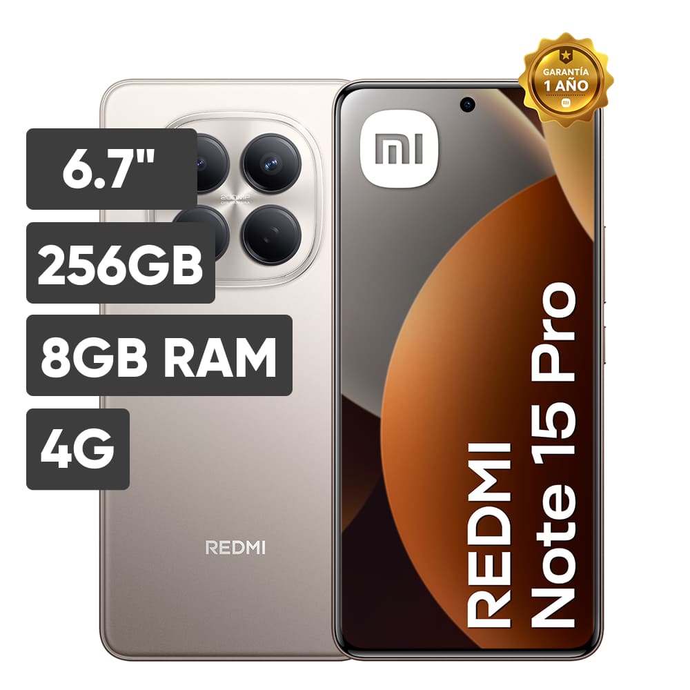 Smartphone XIAOMI Redmi Note 15 PRO 6.7"" 8GB 256GB 200MP+8MP Gris