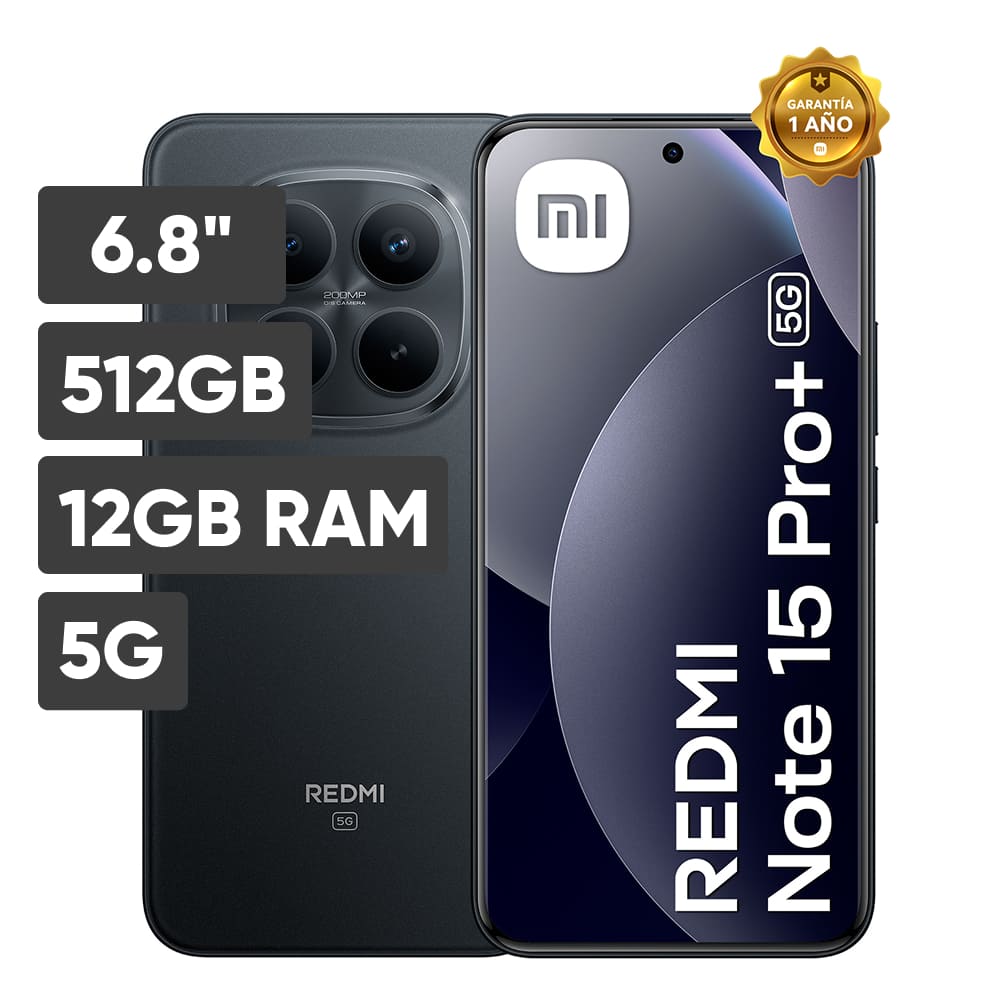 Smartphone XIAOMI Redmi Note 15 PRO Plus 6.8"" 12GB 512GB 200MP+8MP Negro
