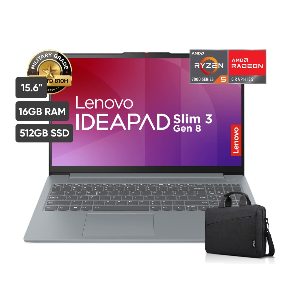 Notebook LENOVO Slim 3 15.6"" AMD Ryzen 5 16GB 512GB SSD + Maletín
