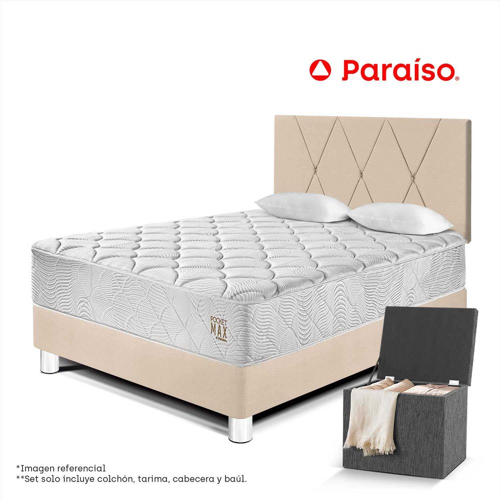 Dormitorio Pocket Max 2 Plazas + Baul Chico
