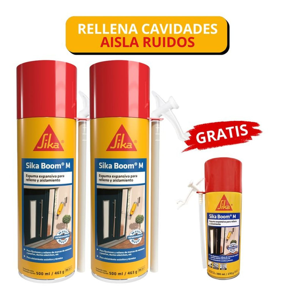 2 Espuma Expansiva de Poliuretano Sika Boom M x500ml Gratis Sika Boom M x300ml