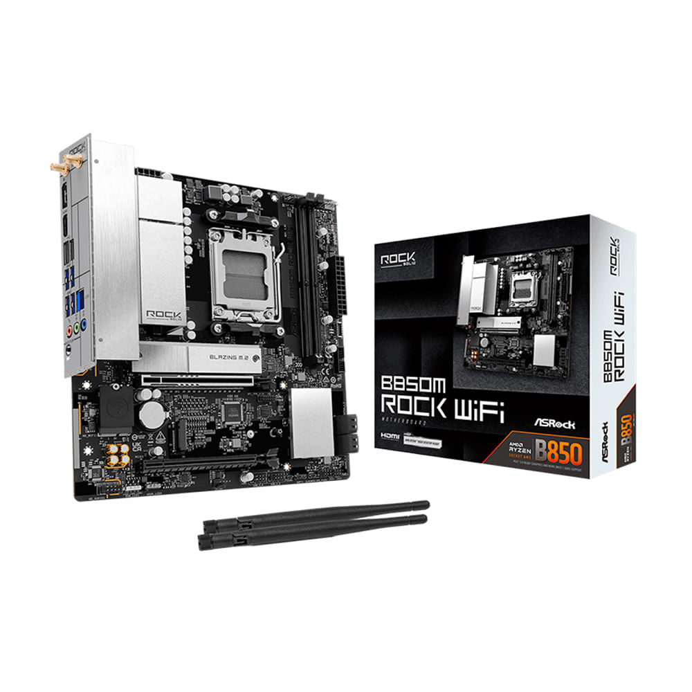 Tarjeta madre ASRock B850M Rock WiFi socket AM5 chipset AMD B850 Wi-Fi 6E