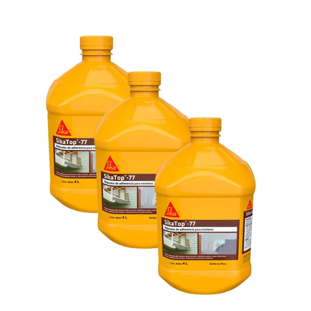 Pack de Tres Mejorador de Adherencia para Mortero Sika Top 77 x 4L