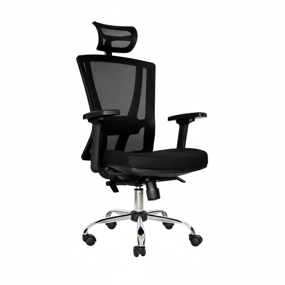 Silla Ergonómica Winner Presidente Brazos 1D Cromado Negro PN Ofideas