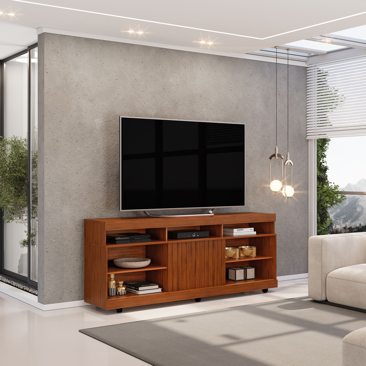 Mesa De Tv 60" Dili Freijo/Off White