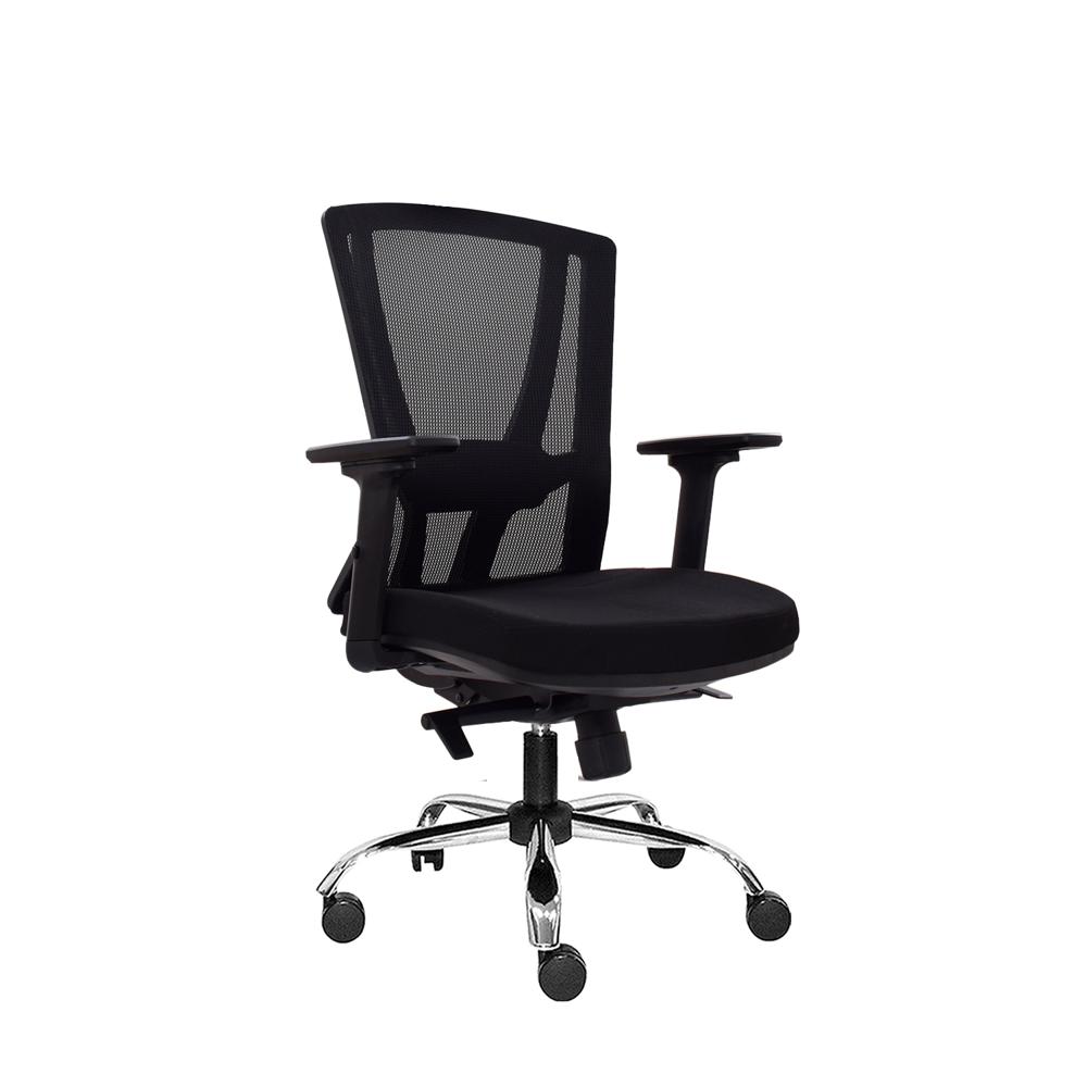 Silla Ergonómica Winner Gerente Brazos 1D Cromado Negro PN Ofideas