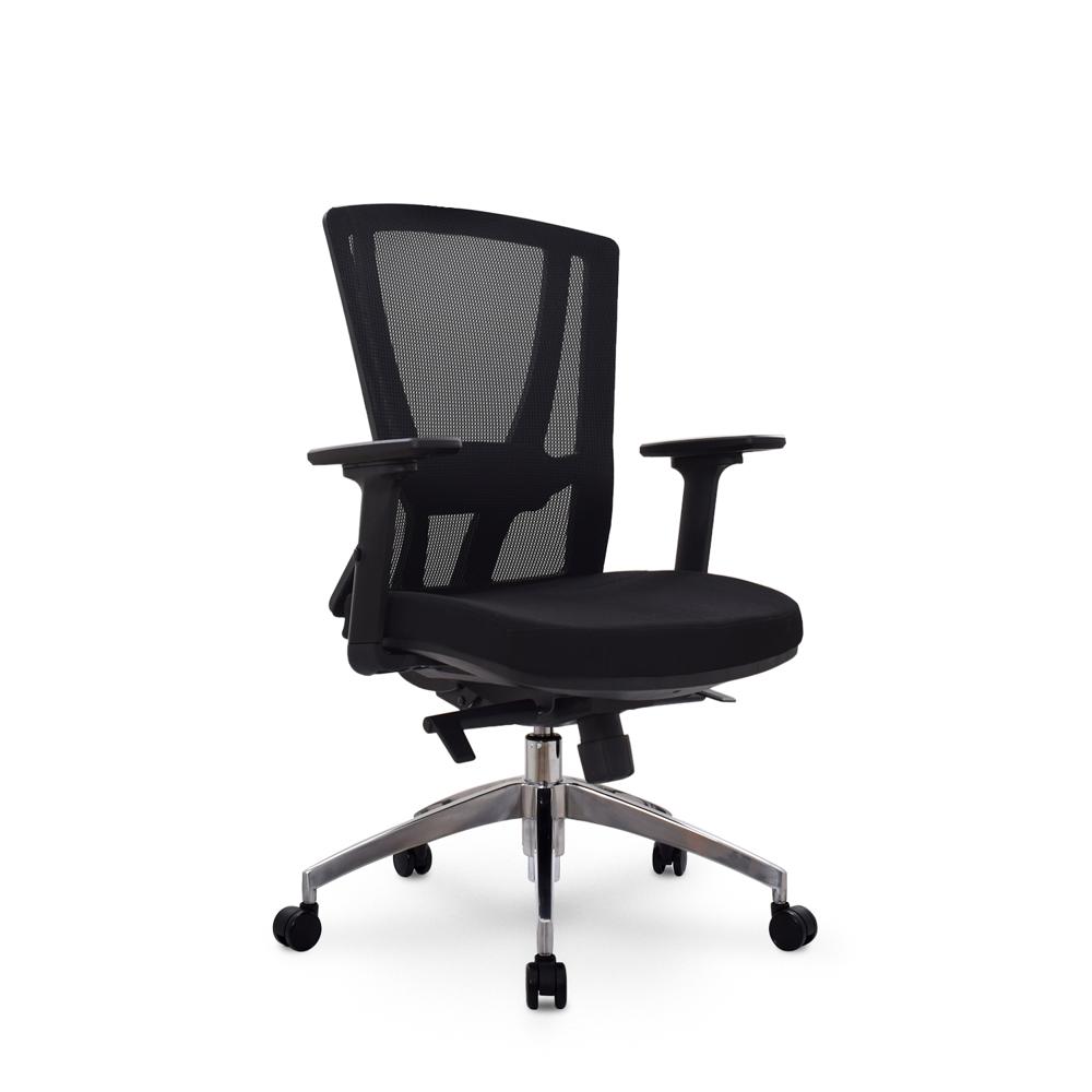 Silla Ergonómica Winner Gerente Brazos 1D Aluminio Negro PN Ofideas