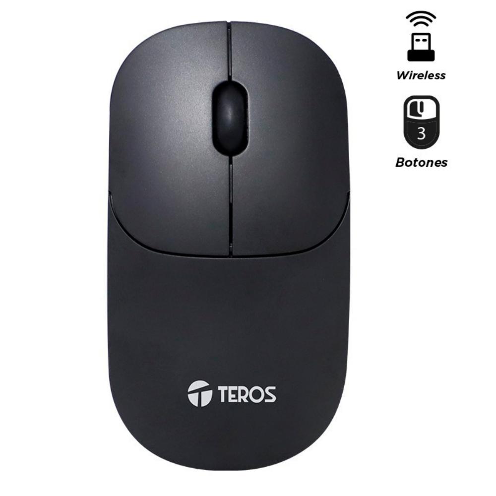 Mouse Óptico Inalámbrico TEROS TE-1217S 1000 DPI Receptor USB 3 Botones