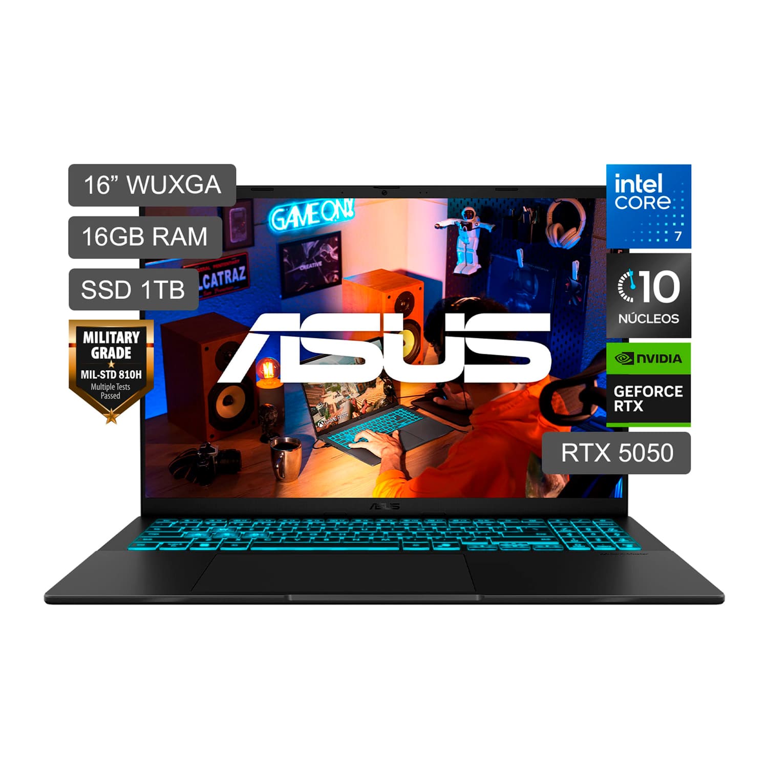 Laptop Gamer Asus V16 Intel C7-240H 1TB SSD 16GB RTX5050 8GB 16"" WUXGA V3607VH-RP013W