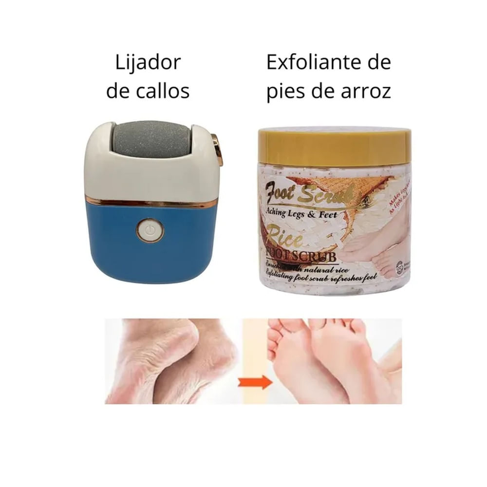 Removedor Electrico de Callos Para Pies + Exfoliante De Pies Arroz