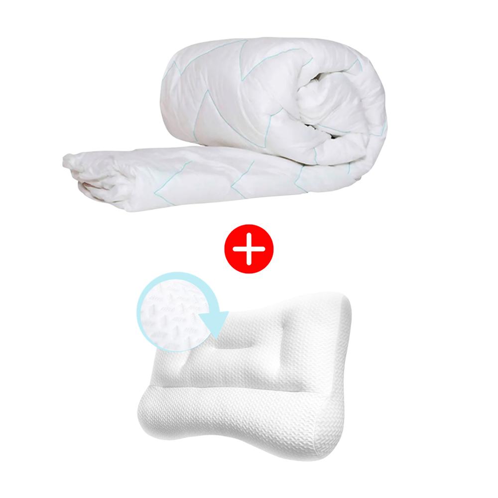 Combo Sognare Cubre Colchón Queen 4 Capas de Espuma y Almohada Ergonómica Ergo Pillow