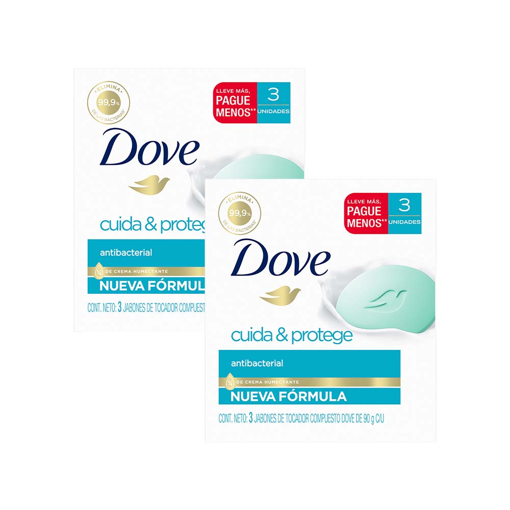 Pack Jabón Antibacterial DOVE Barra 90g Paquete 3un Paquete 2un