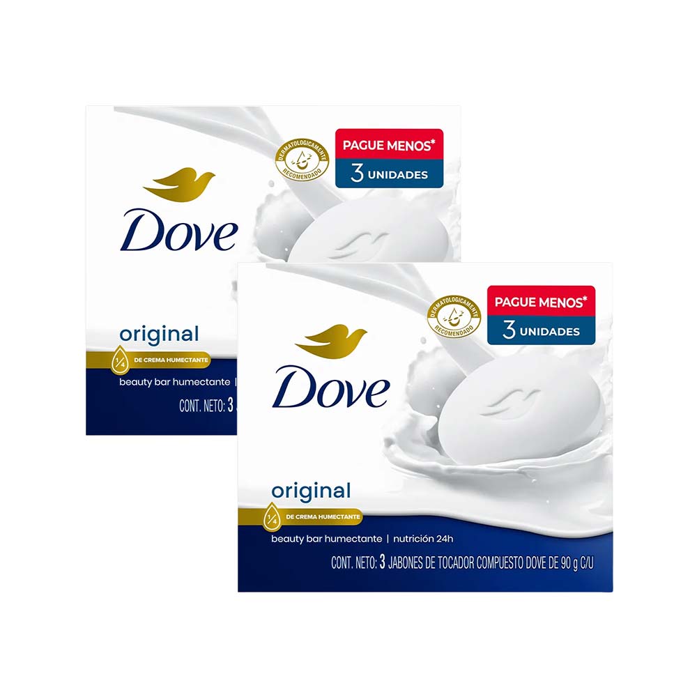 Pack Jabón de Tocador DOVE Original 90g Paquete 3un x 2un