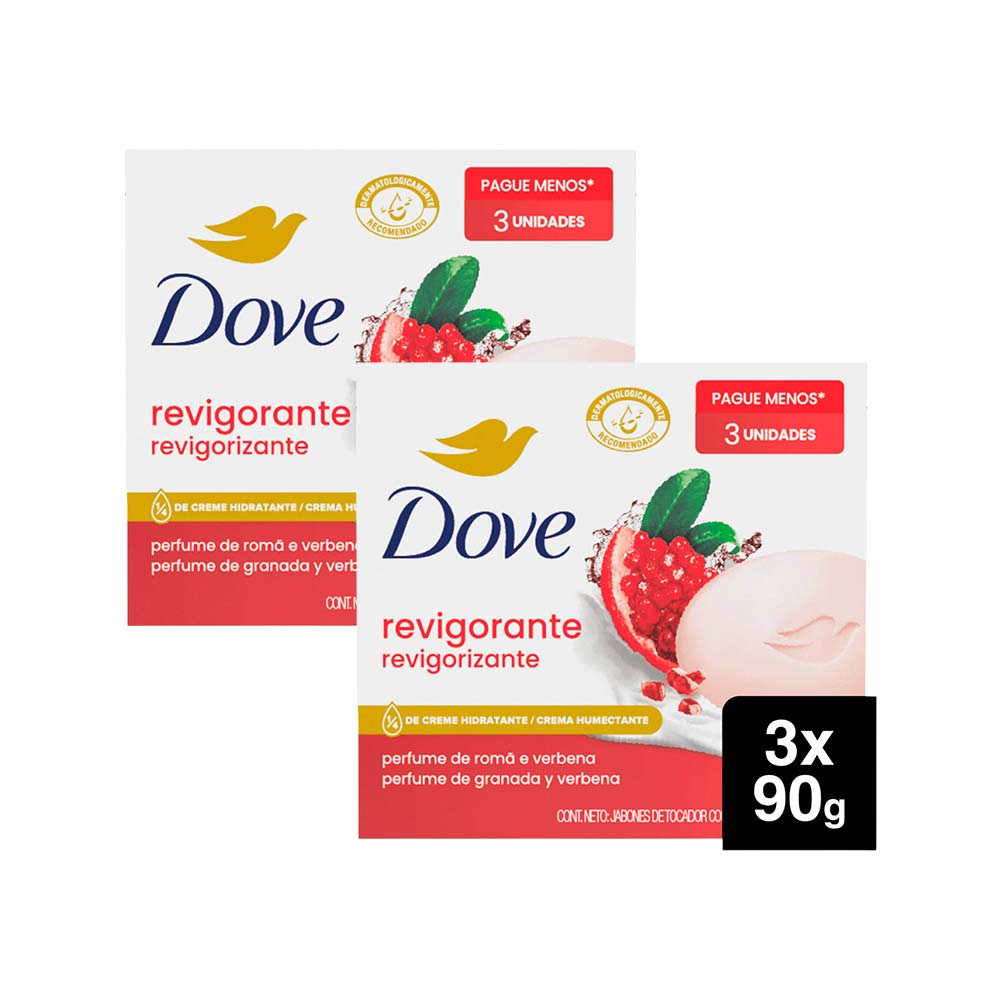Pack Jabón de Tocador DOVE Revigorizante Barra 90g Paquete 3un x 2un