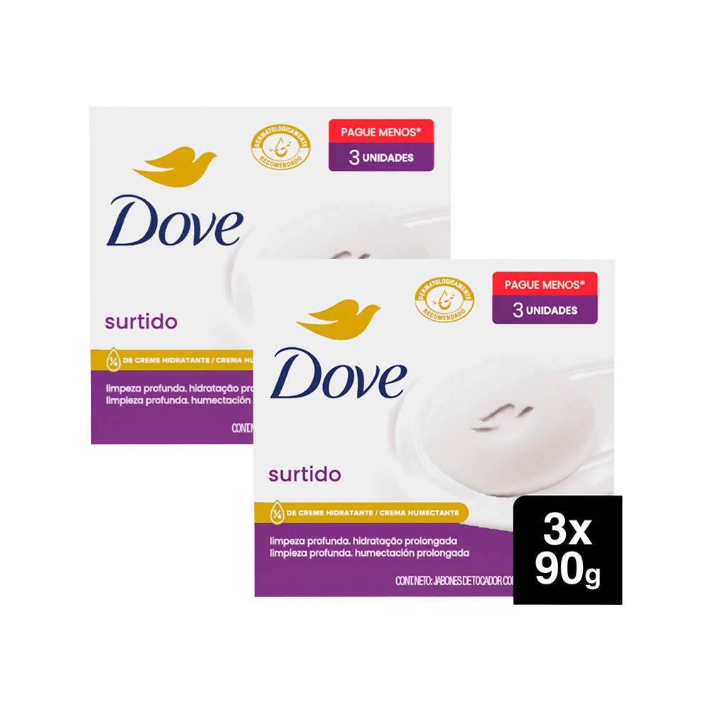 Pack Jabón de Tocador DOVE Surtido Barra 90g Paquete 3un x 2un