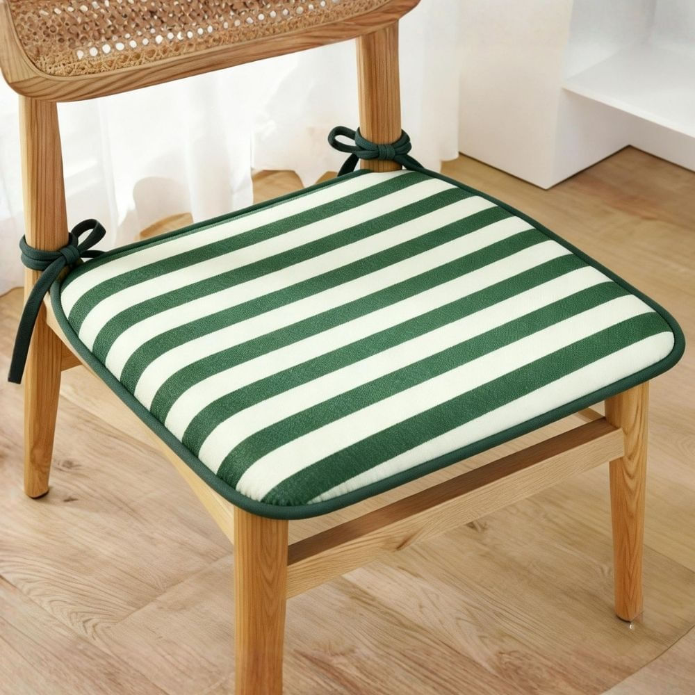 Cojín Asiento Memory Rayas Verde Oliva 40x40cm