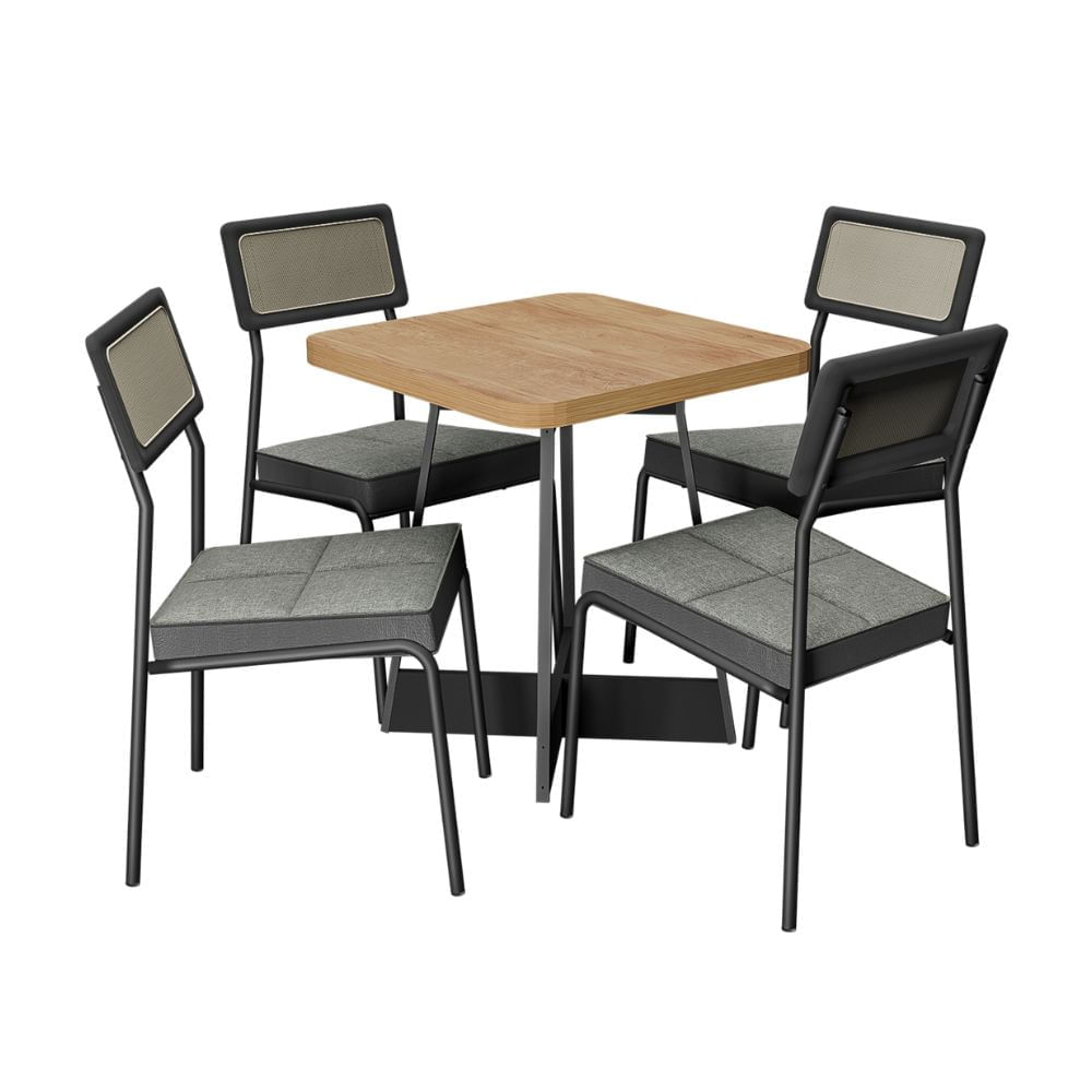 Juego de comedor Larisa Negro con 4 sillas Carraro