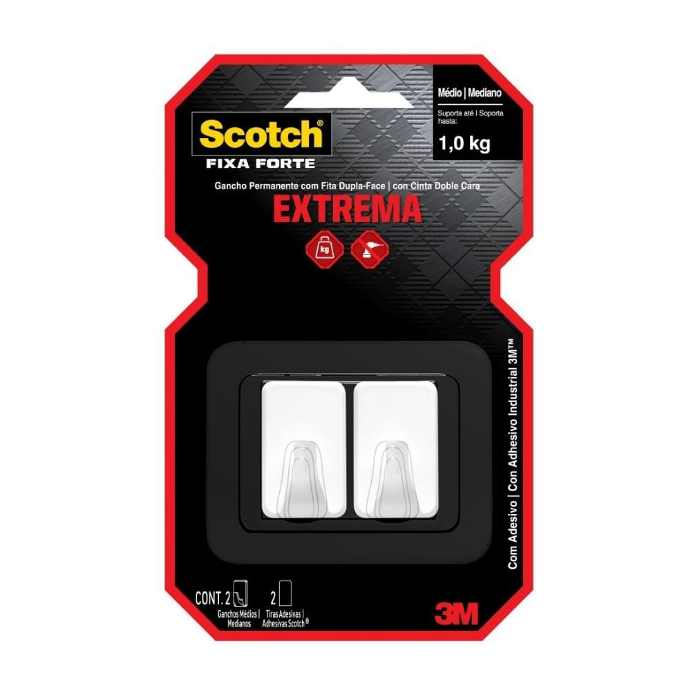 Gancho 3M Scotch Permanente Blanco Medio 1kg x 2 Unidades