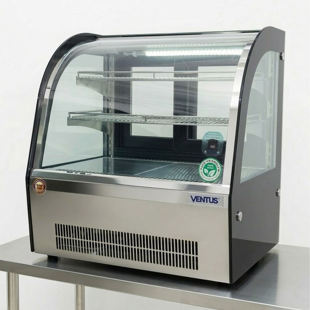 Vitrina Ventus Vp-70 Mantenedora Curvo 70L Acero Negro