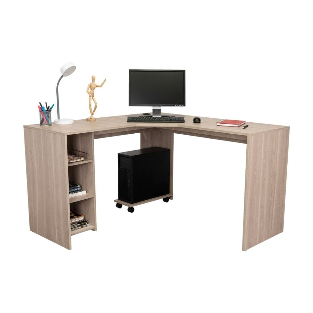 Escritorio en L y Modulo Torre Pc Baggio Melamina Bardolino Tuhome