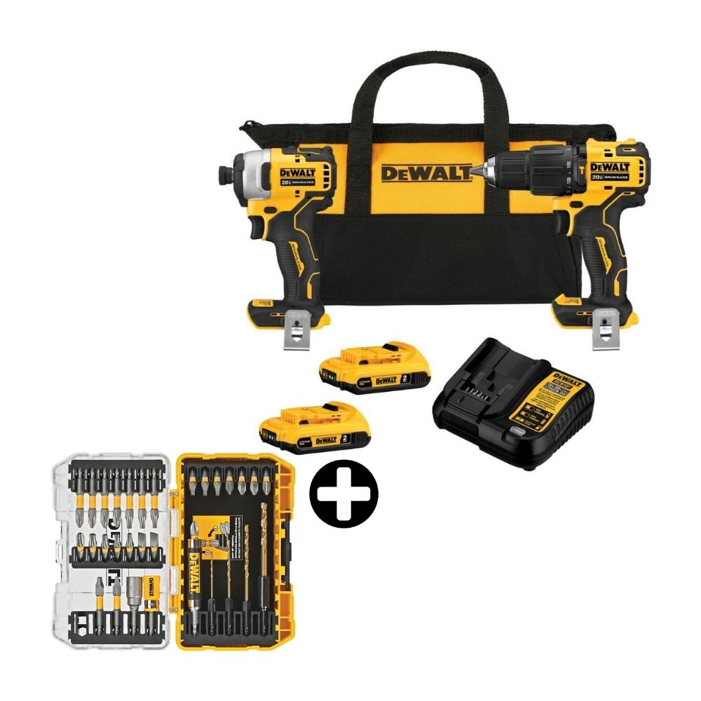 COMBO Taladro 20V + Atornillador DCK279D2B2 Dewalt + Set puntas para atornillador Maxfit 32 pzas Dewalt