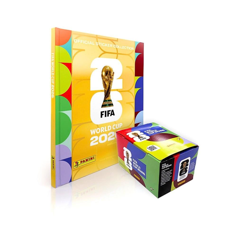 PREVENTA ALBUM COPA MUNDIAL 2026 PANINI - ALBUM TAPA DURA GOLD y 1 PAQUETON 104 SOBRES