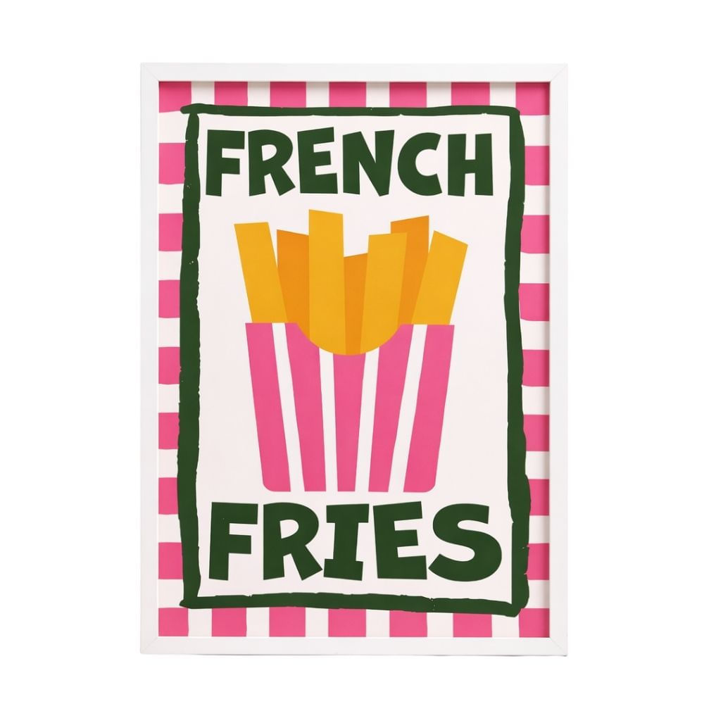Cuadro Canva French Fries 40x60cm con marco Mdf Orange