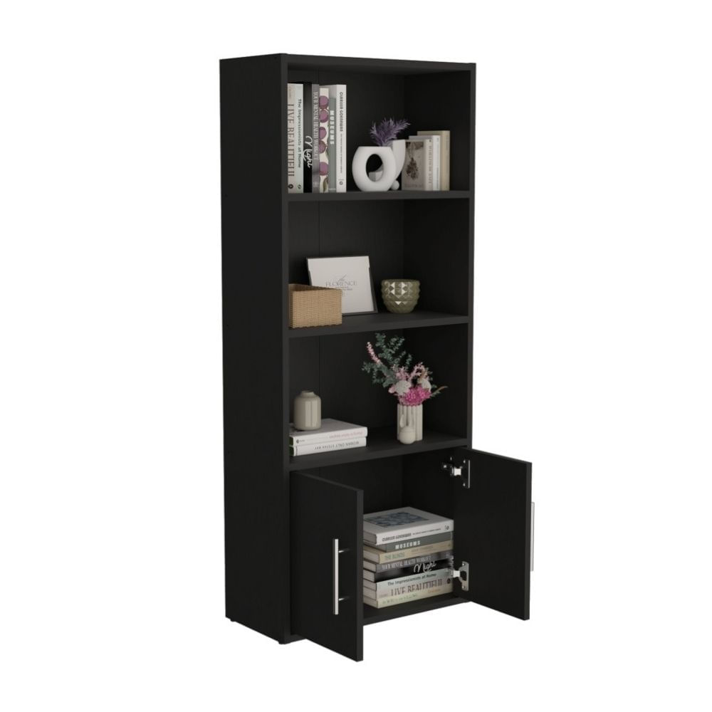 Biblioteca Eco Joy 2 Puertas 4 Niveles Melamina Wengue Tuhome