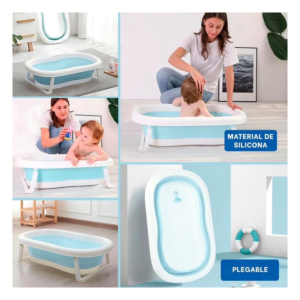 Cuenca Plegable para Bebe Funcional, Compacta y Comoda Celeste Y+Post It