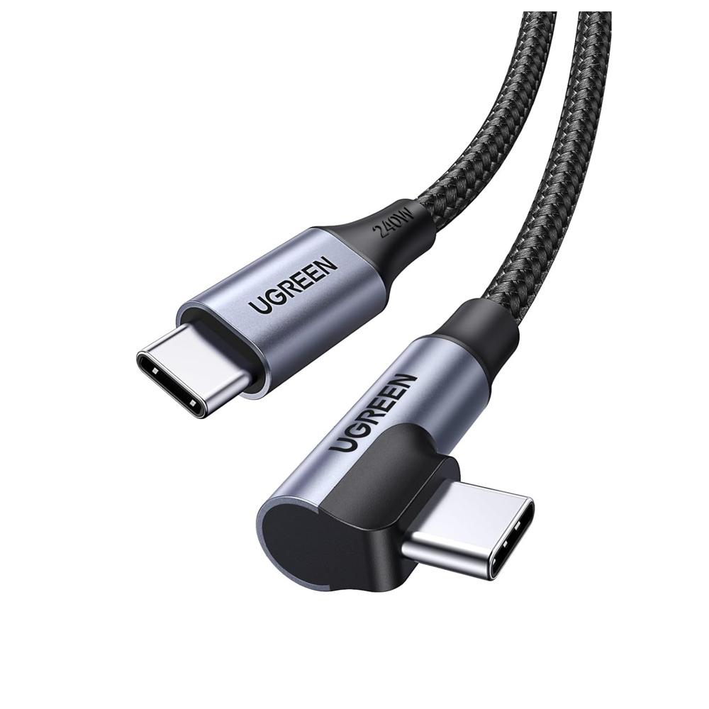 Cable Ugreen USB-C a USB-C 240W PD Ángulo Recto 2M Negro L536 85345