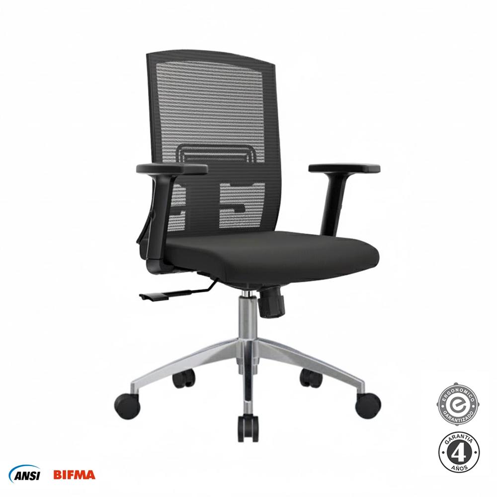 Silla Ergonómica Monk Syncro Gerente Aluminio Negro PN Ofideas