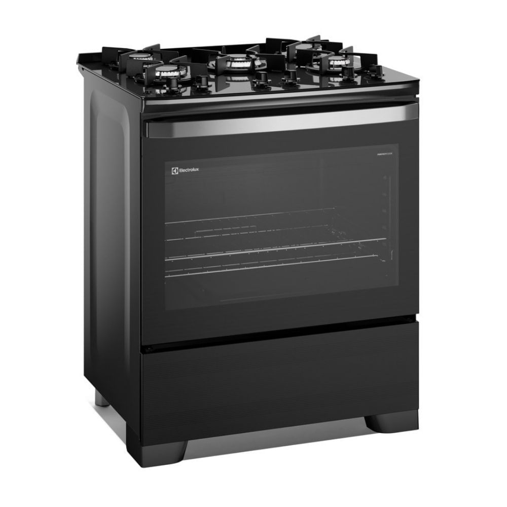 Cocina de Pie Electrolux F5EGB 76cm Triple Llama 5 Quemadores Negro