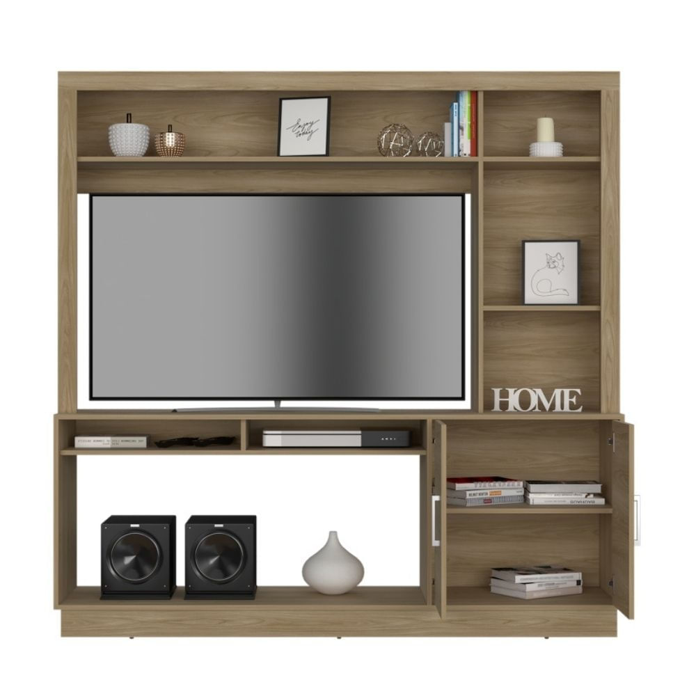 Estante Tv 55" Cantabria 2 Puertas Melamina Fresno 180x180x40cm Tuhome