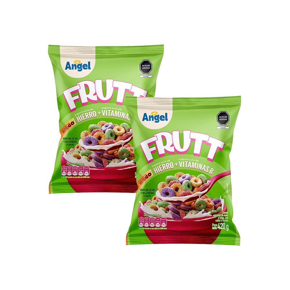 Pack Cereal ÁNGEL Maíz Trigo y Avena Sabor a Frutas Bolsa 420g Paquete 2un