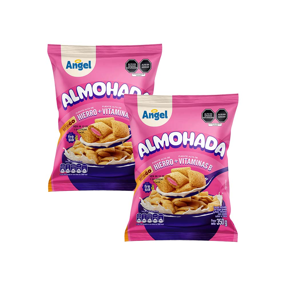 Pack Cereal ÁNGEL Trigo Integral de Avena y Maíz Sabor a Fresa Bolsa 350g Paquete 2un