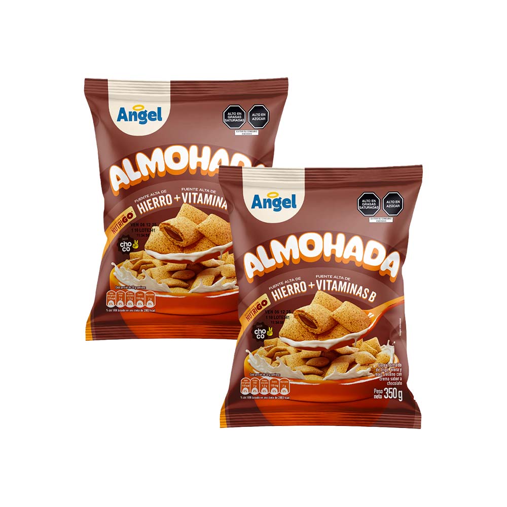 Pack Cereal ÁNGEL Trigo Integral de Avena y Maíz Sabor a Chocolate Bolsa 350g Paquete 2un